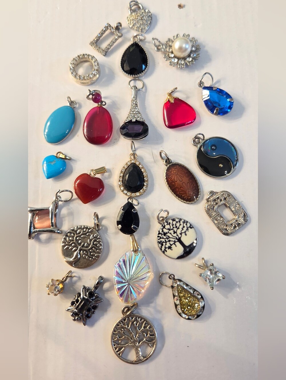 Multi-Color Women’s Charm Pendant Lot - Assorted Gemstone and Tree Designs